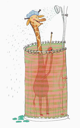 长颈鹿洗澡