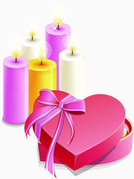 紫色白色蜡烛粉色礼品盒