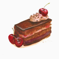 樱桃蛋糕手绘画素材图片