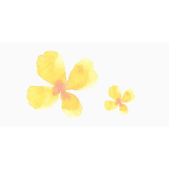 黄色唯美水彩四瓣花装饰图案