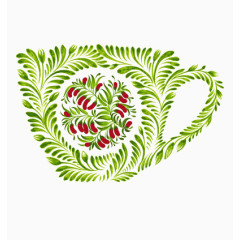 绿植组成的茶杯