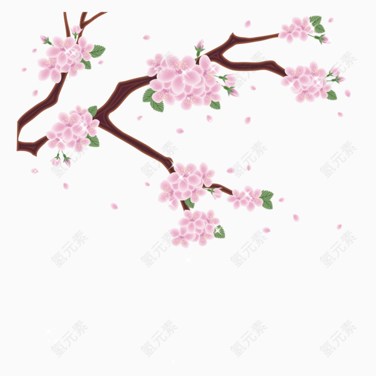 矢量日本粉红樱花