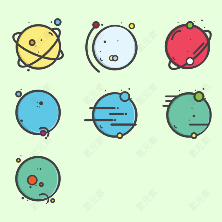 7个太阳系抽象行星