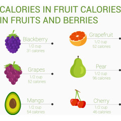 水果和浆果卡路里热量分析矢量