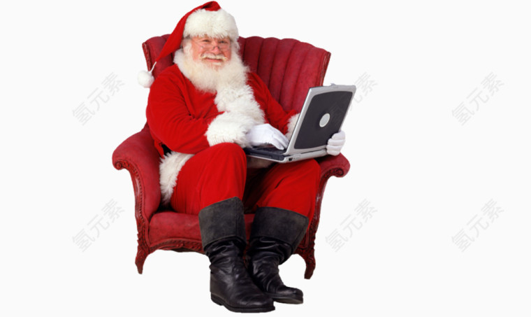 圣诞老人玩电脑矢量