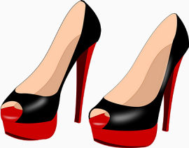 黑红色手绘高跟鞋
