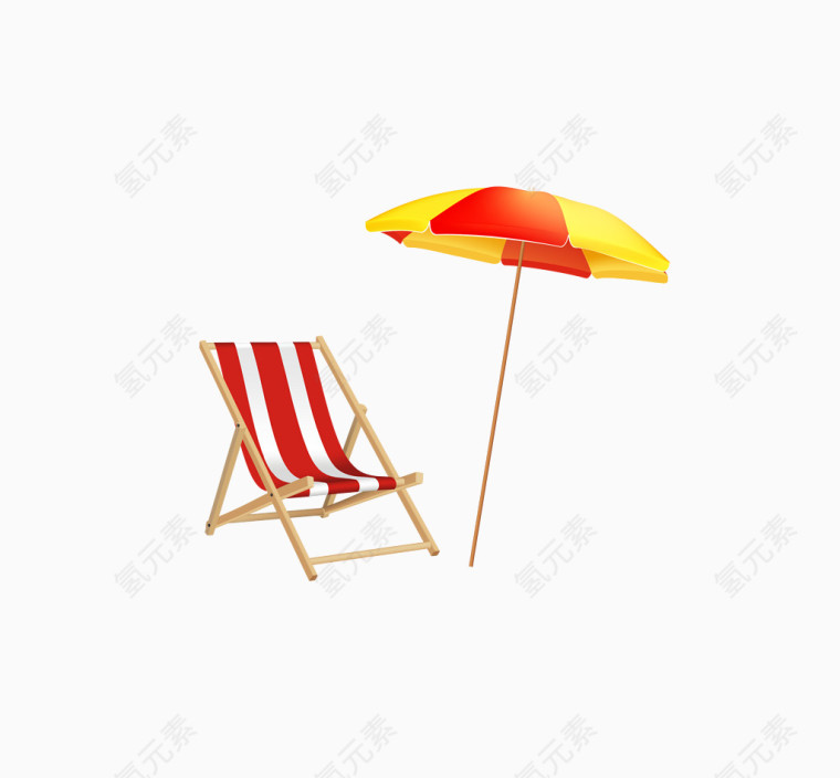 矢量彩色沙滩躺椅防晒
