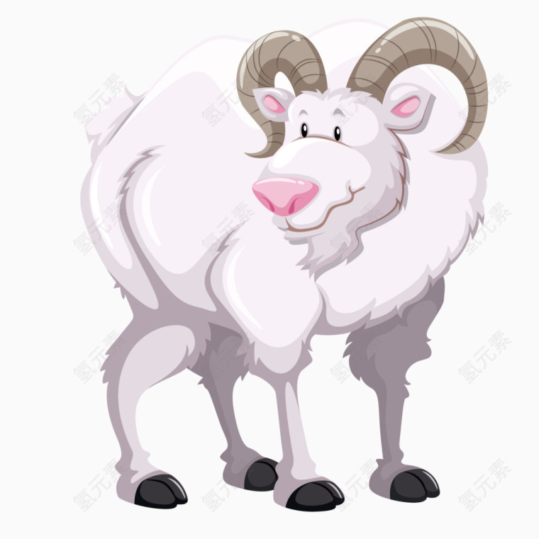 矢量卡通动物白色绵羊