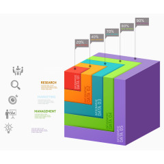 彩色方形立体数据分析矢量