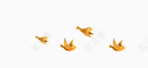 飞翔的橙色木质小鸟