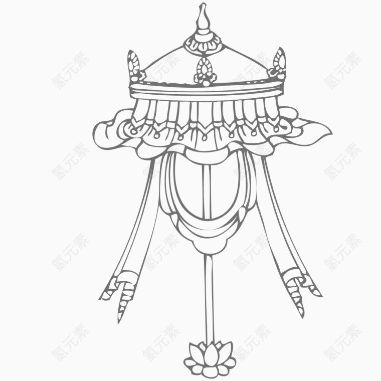 佛教元素白伞矢量素材