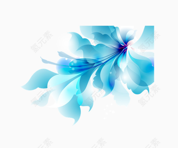 蓝色唯美花朵装饰素材