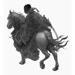 黑色手绘骑马男性