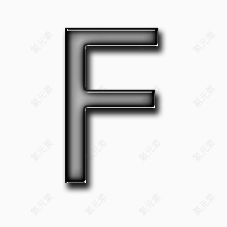 黑色质感立体字母F