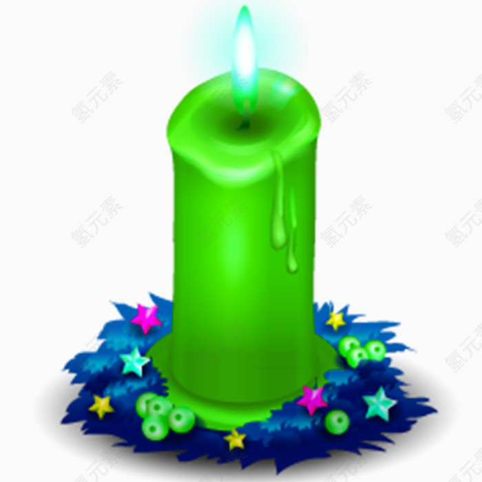 绿色圣诞装饰用蜡烛
