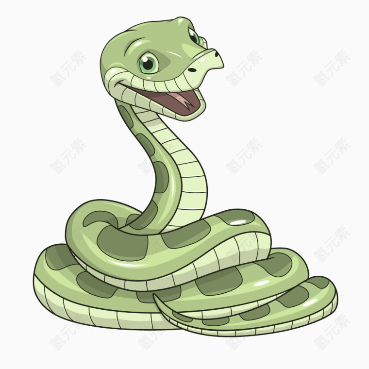绿色卡通微笑青蛇