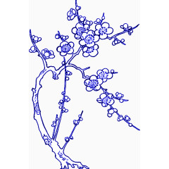 青花瓷梅花装饰图案免抠素材