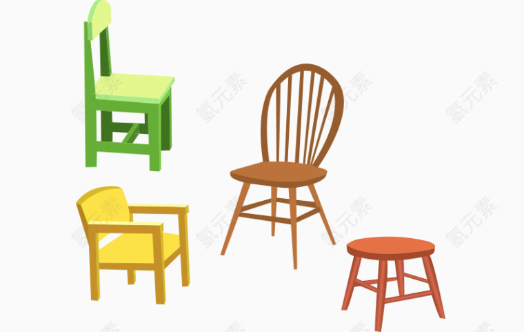 矢量家居家具居家用品多种椅子