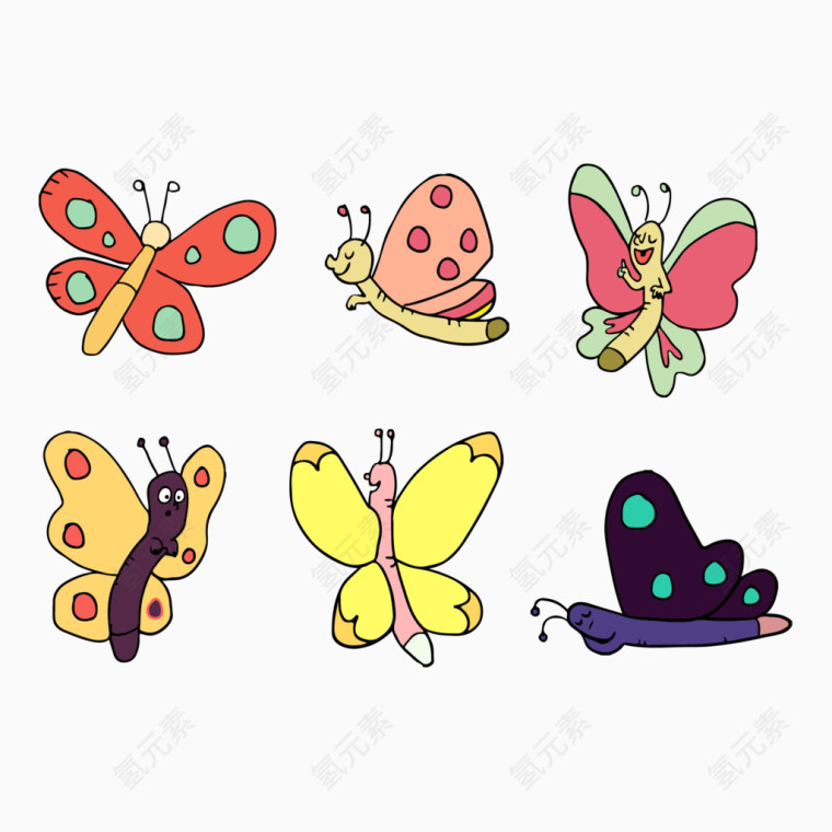 矢量图各种各样的蝴蝶
