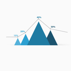 蓝色小山数据百分比ppt矢量素材
