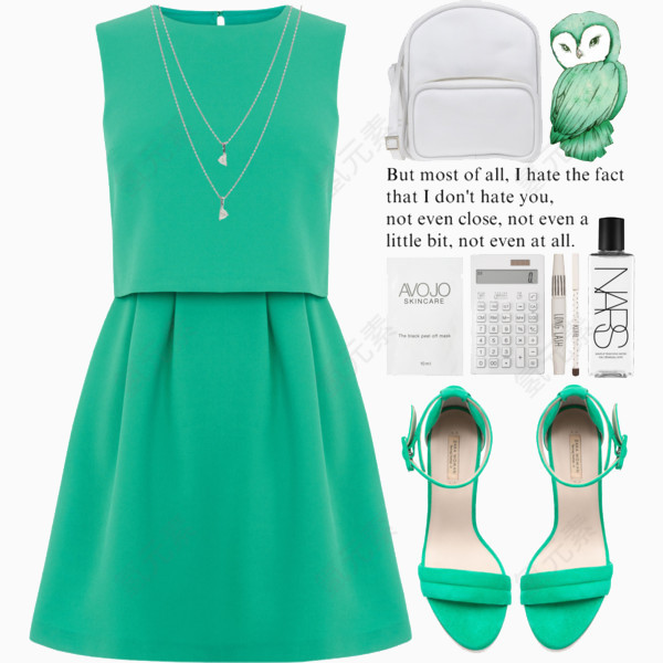 绿色连衣裙和鞋子