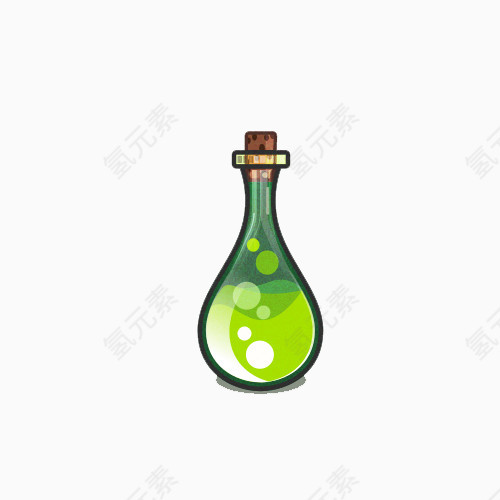 一瓶绿色的玻璃瓶液体