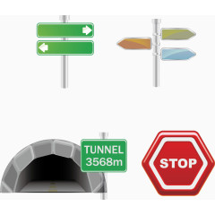 矢量手绘路标指示牌