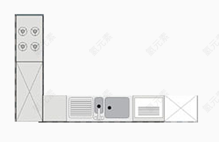 彩平图户型图厨房厨具白色