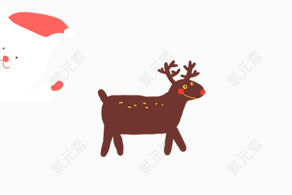 卡通圣诞熊与麋鹿
