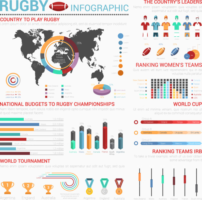 橄榄球创意分析图表设计矢量素材下载