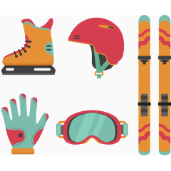 矢量滑雪滑冰装备