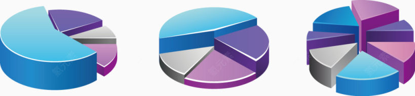 矢量PPT创意设计立体饼形数据图表下载