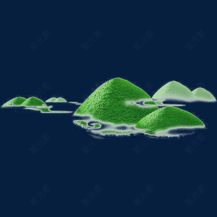 绿色山峰烟雾装饰图案
