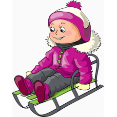 骑滑雪橇的小女孩