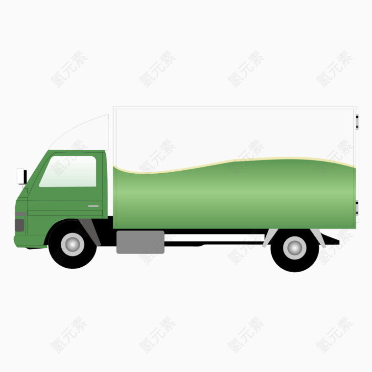矢量绿色质感扁平货车