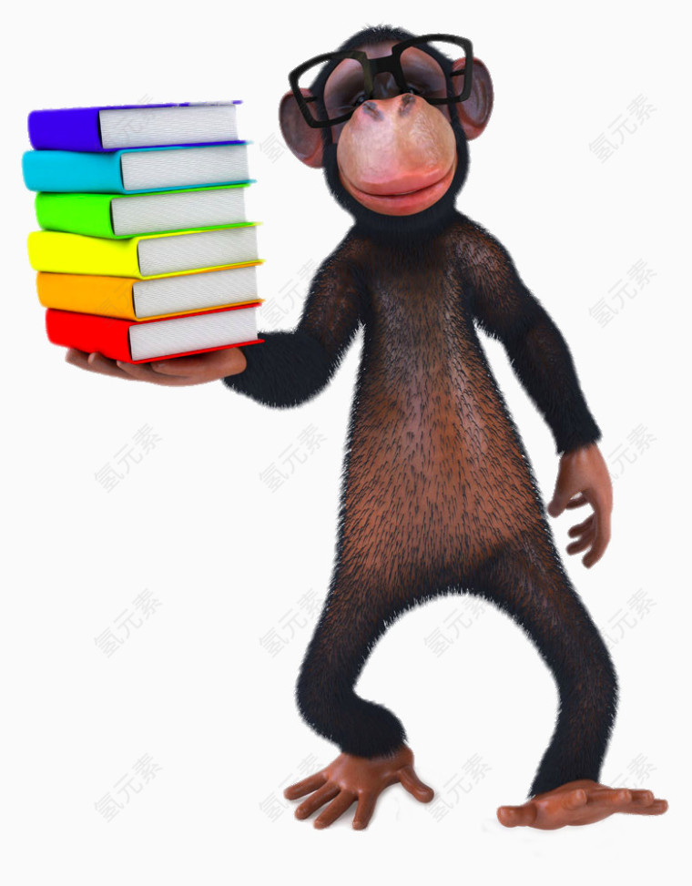 手里端着书本的大猩猩