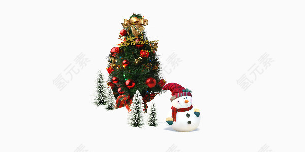 冬季圣诞树圣诞雪人装饰图案