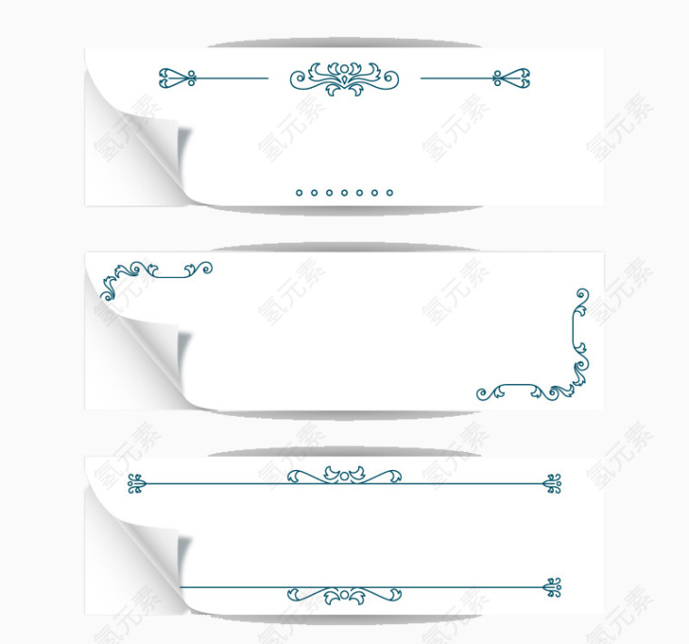 3款白色花纹卡片矢量素材