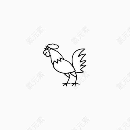 黑白线条造型公鸡