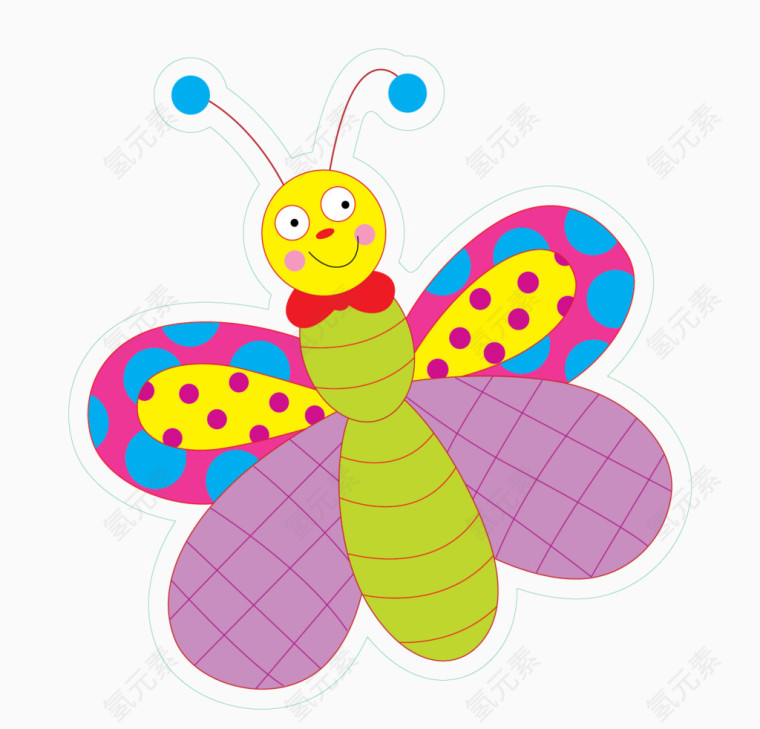彩色卡通昆虫蝴蝶