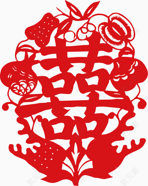 中国传统红色喜字矢量素材
