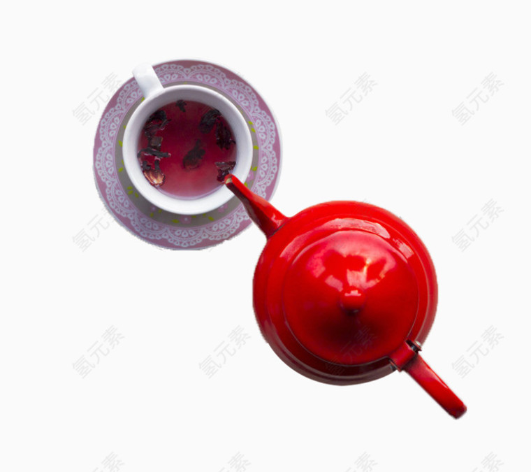 红色光滑茶壶