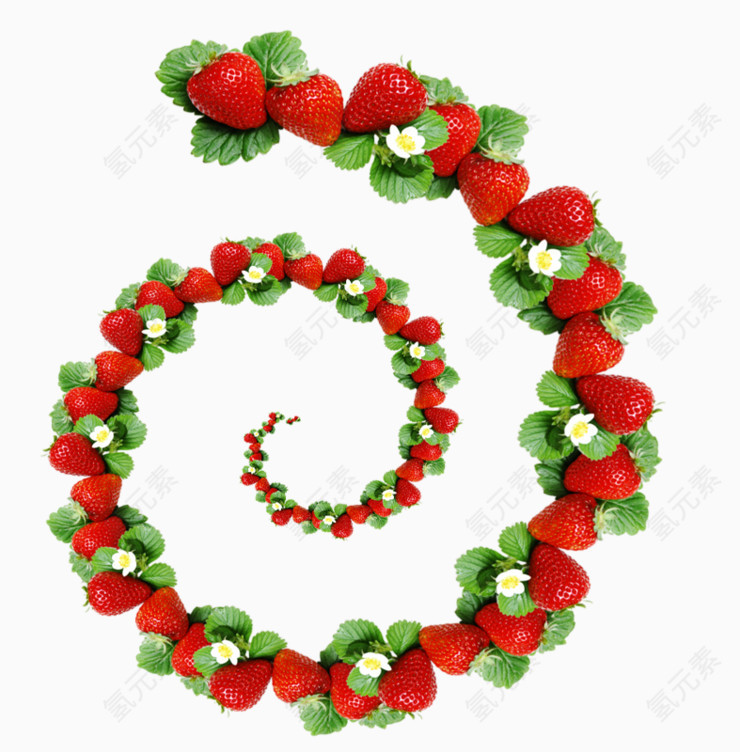 排成螺旋形状的草莓
