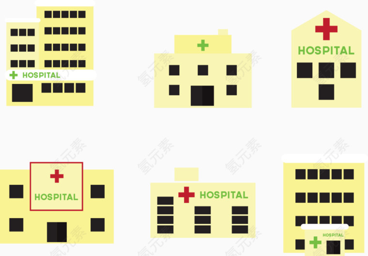矢量医院建筑模型插图