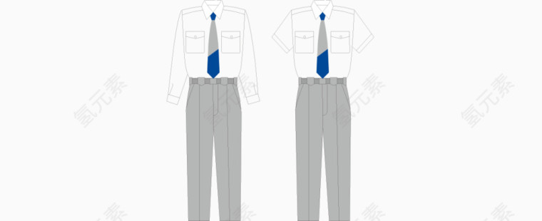 矢量扁平服装套装白色制服