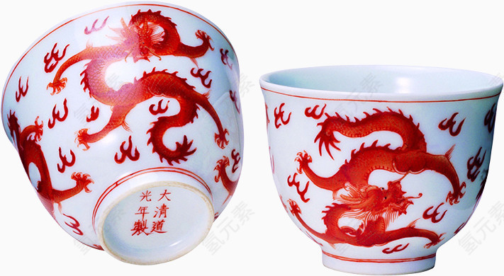 红龙陶瓷茶杯