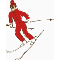 手绘滑雪的人