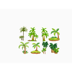 矢量绿色热带植物椰树海滩
