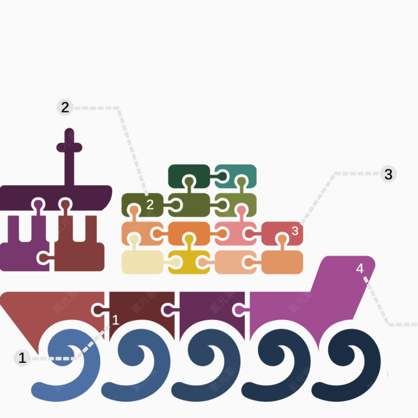 创意拼图船舶样式图表下载