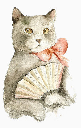 水彩手绘猫咪图案